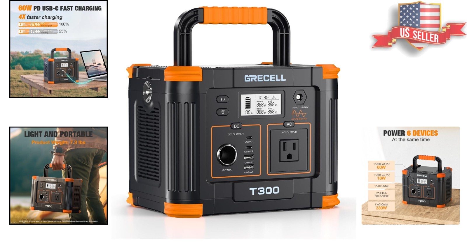 300W Portable Power Station – 230.88Wh Capacity for Camping and Travel