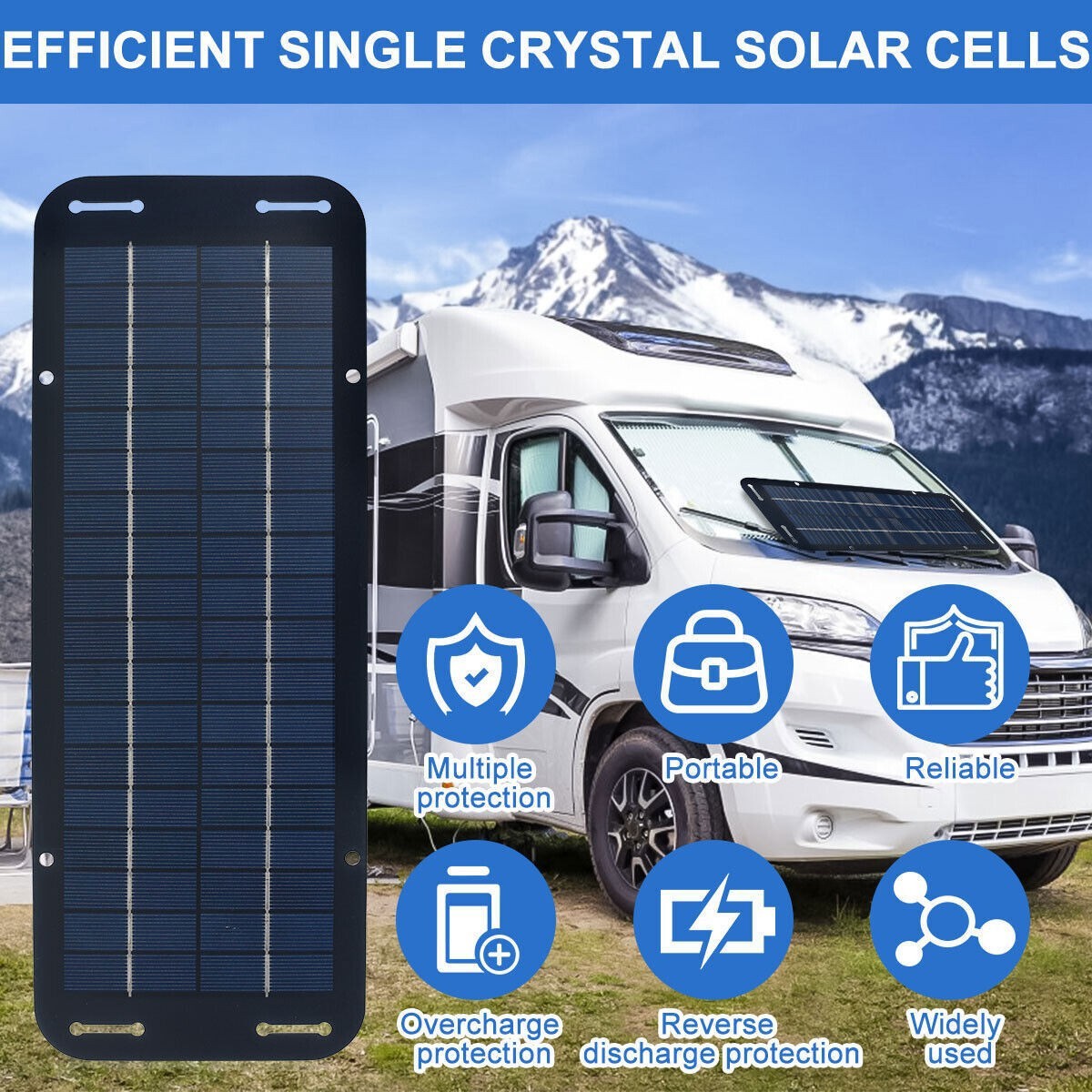 30W 12V Solar Panel Trickle Charger Kit for Car RV Boat Motor Battery Waterproof