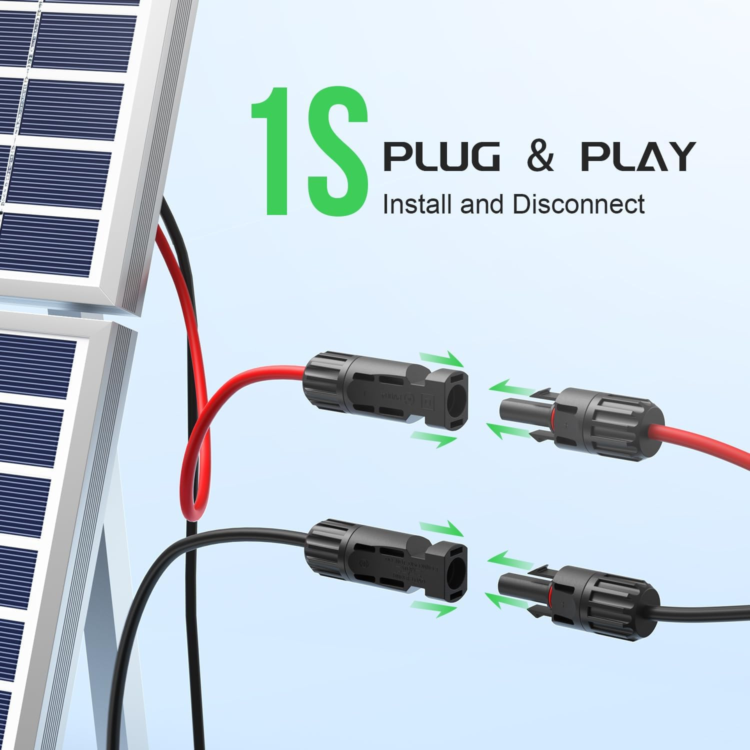 Solar Connectors 30A Y-Branch Cable, Solar Cable Parallel Adaptor Solar Panel Wi