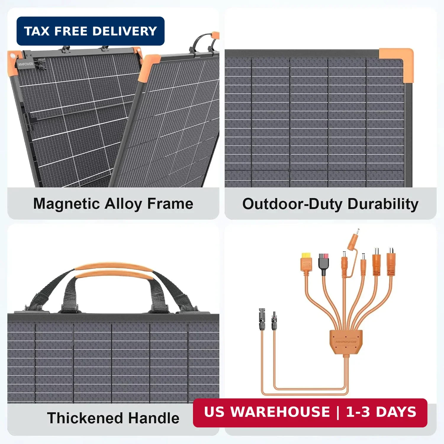 200 Watt Bifacial Portable Solar Panel, 20V Foldable Solar Charger for Power Sta