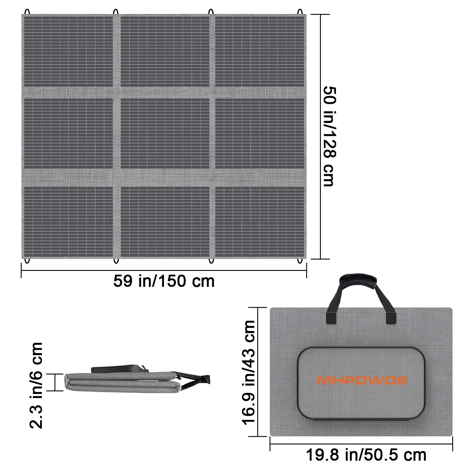 MHPOWOS 100W 200W 400W Watt Solar Panel Blanket Portable Foldable Solar Suitcase