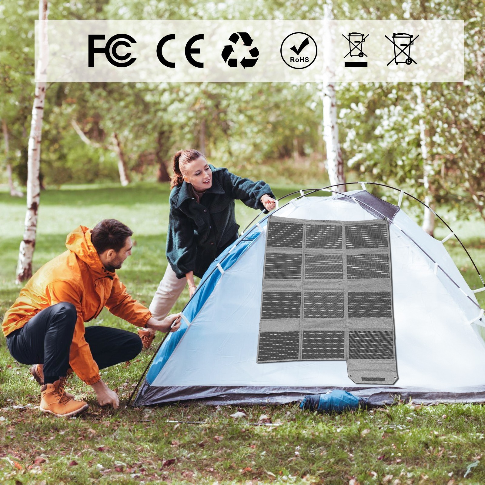 MHPOWOS 120W USB Portable Solar Panel Charger for Bluetti Ecoflow Power Station