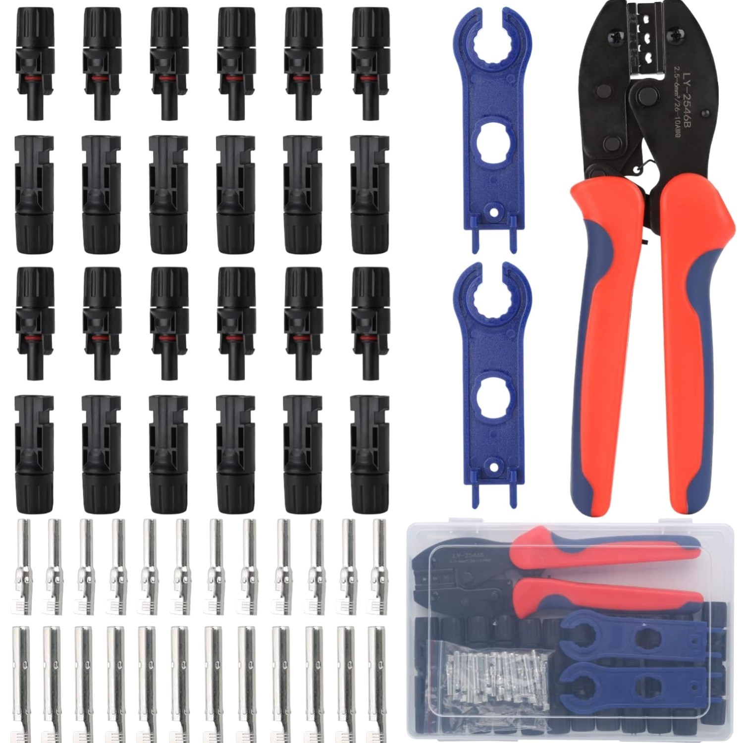 Solar Crimping Tool for Solar Panel Cable with 12 Pairs Solar Connectors, 1PC…