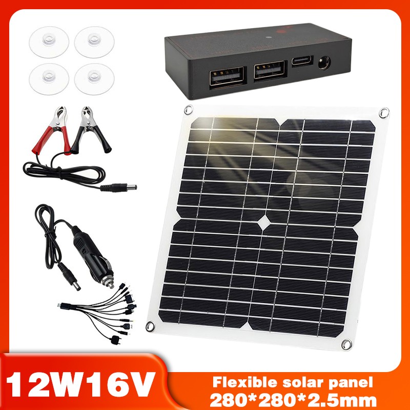 Portable solar cell charger set, including 10 in 1USB fast charging cable