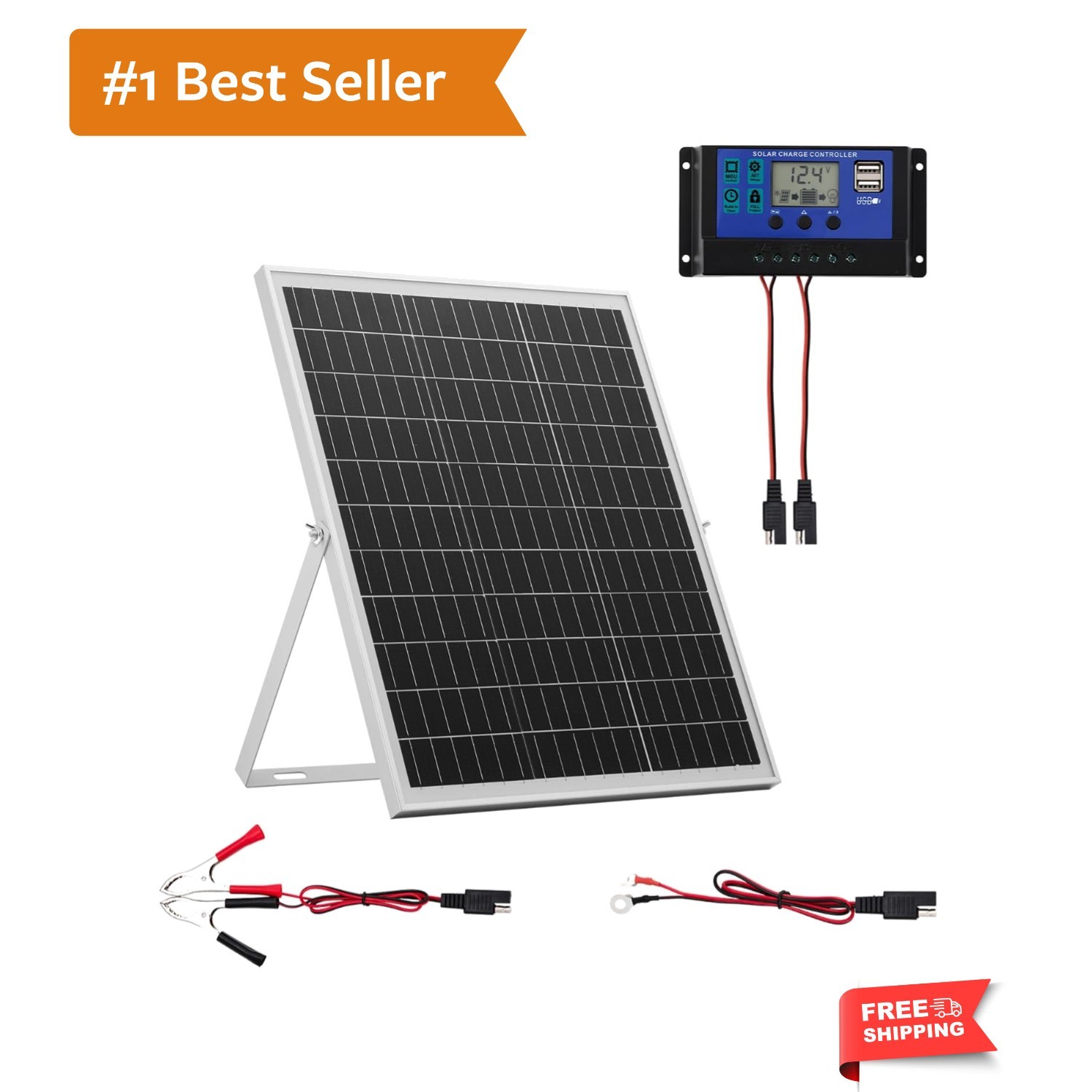 25W 12V Solar Panel Battery Charger, Solar Battery Trickle Charger Maintainer…