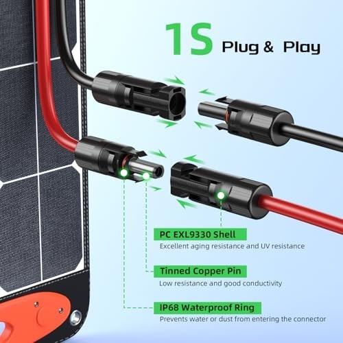 25Ft 10AWG Solar Extension Cable XT60 Adapter for LiFePO4 Battery & Power Statio