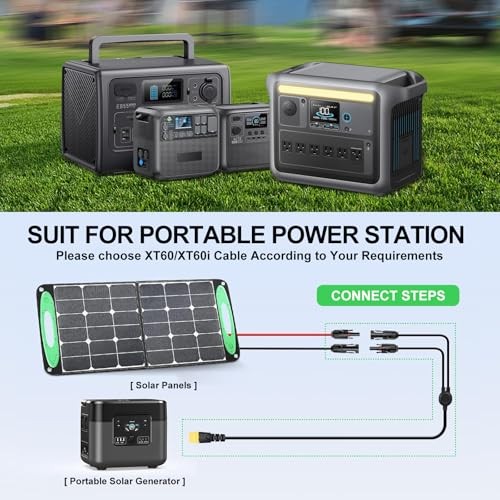 12AWG 10Ft Solar to Extension Cable, Tool-Free Solar Connector to-F XT60i 10FT