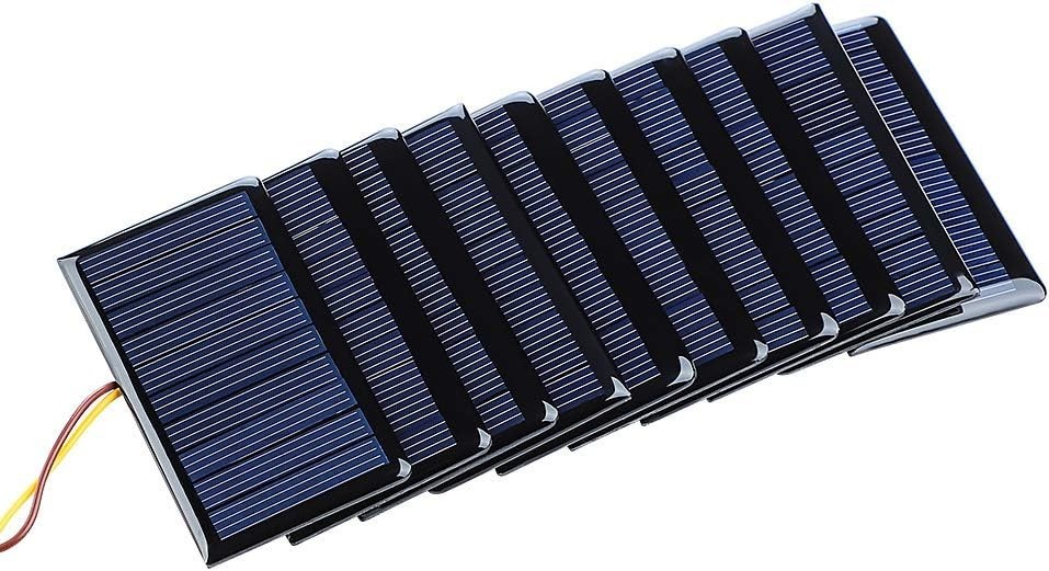10Pcs 5V 60mA Mini Polycrystalline Solar Panels Cells 68mmx37mm/2.67″x1.45″ f…