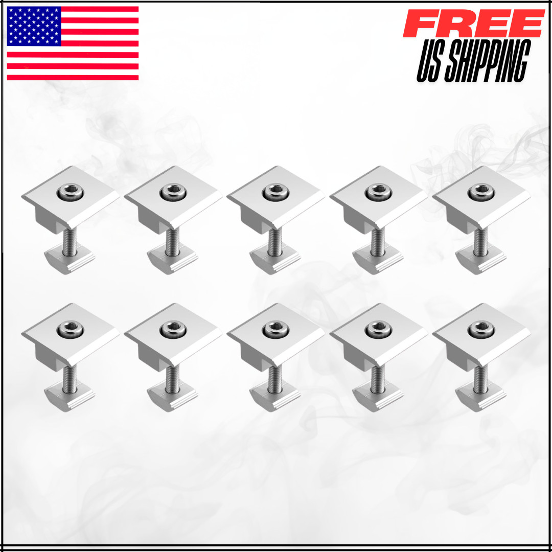 Aluminium T-Shaped Solar Panel 35mm Mid Clamps Rail Connectors Silver 10pcs