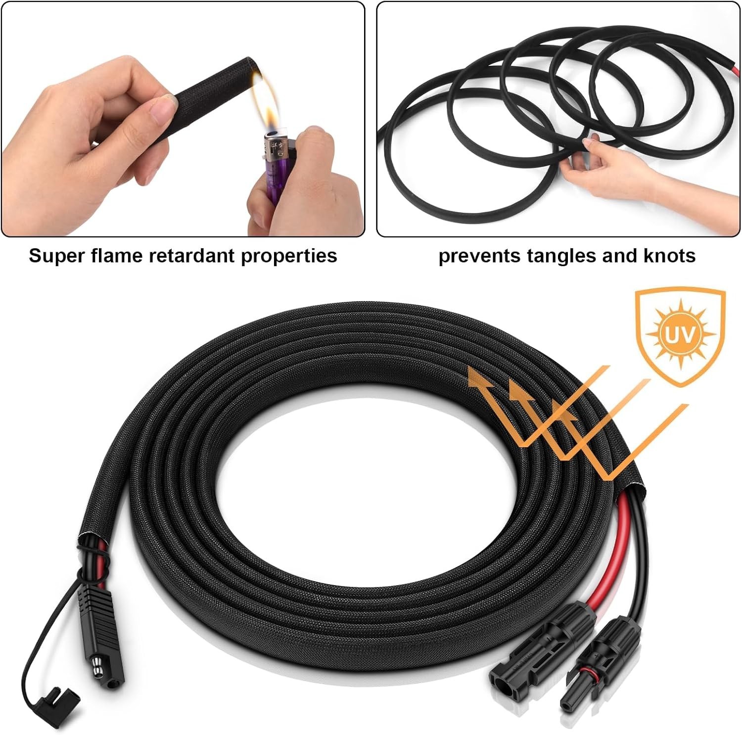 Heavy Duty 10AWG Solar Panel Connector Cable 20ft