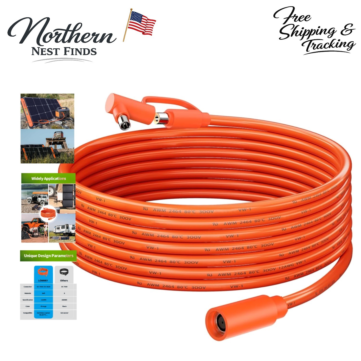 Reliable 30FT Solar Extension Cable for Outdoor Power – Quick Plug & Play Setup