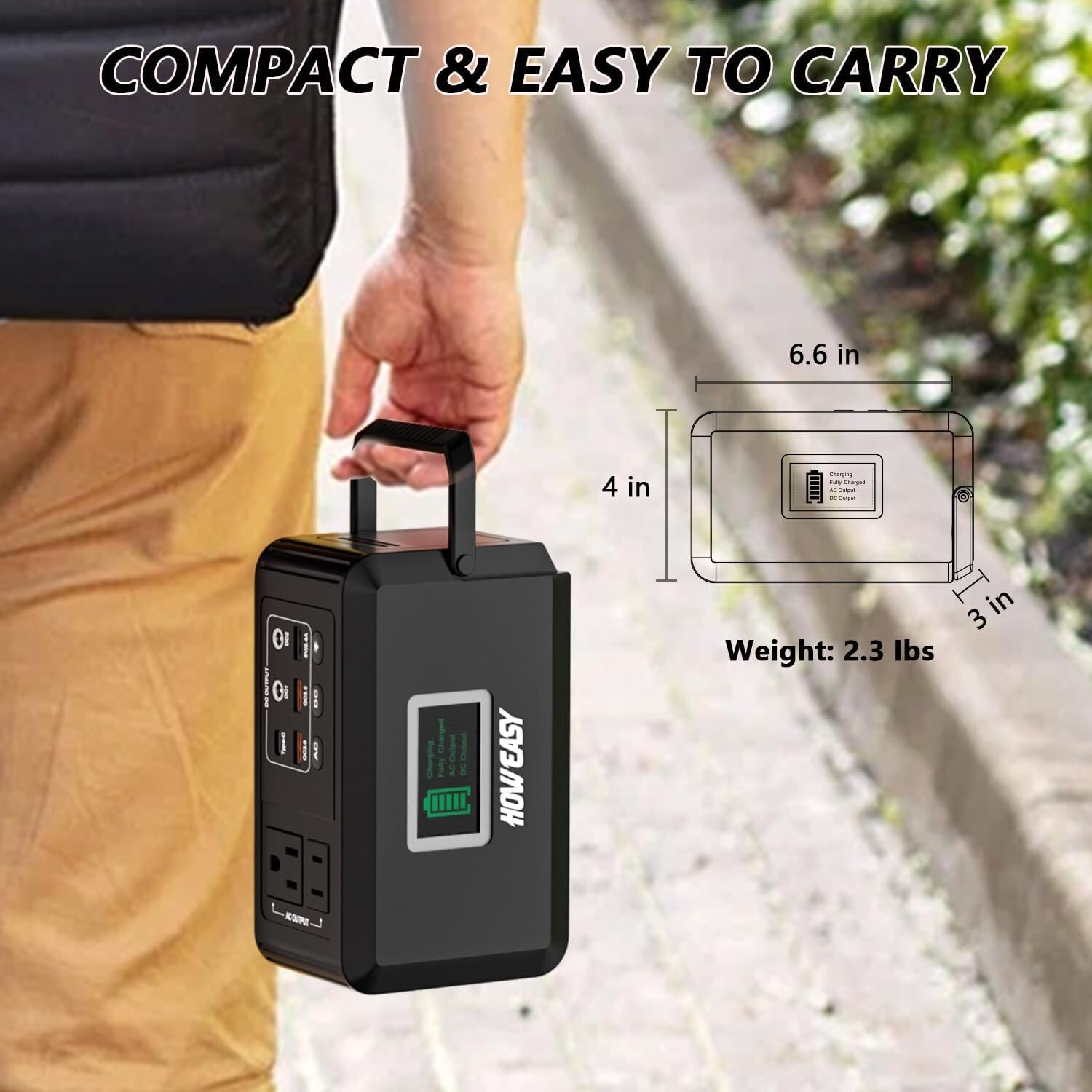 Compact 120W Solar Power Station with 2 AC Outlets & LED Light for Emergencies