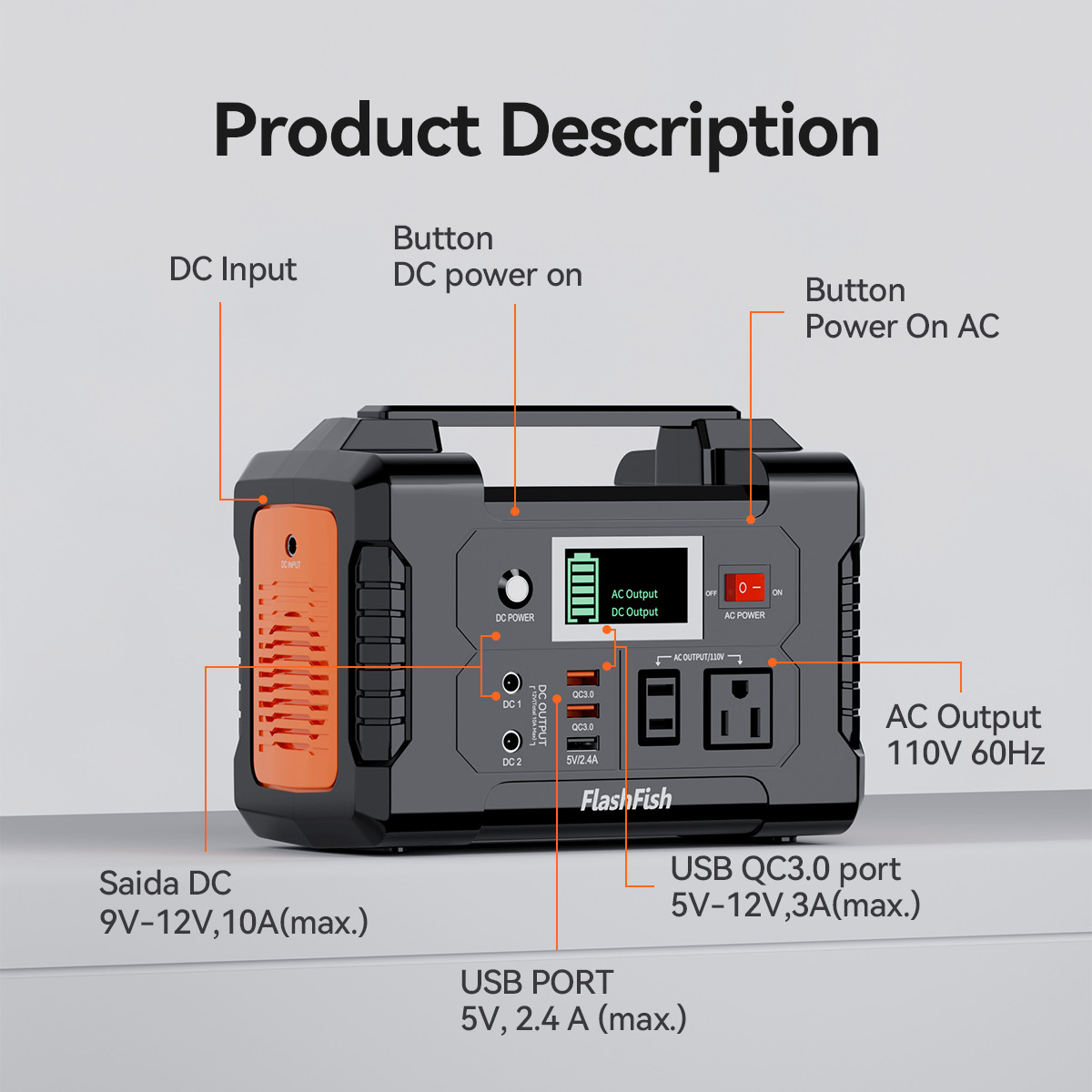 FlashFish E200 200W 151Wh Li-ion Portable Power Station Generator Refurbished