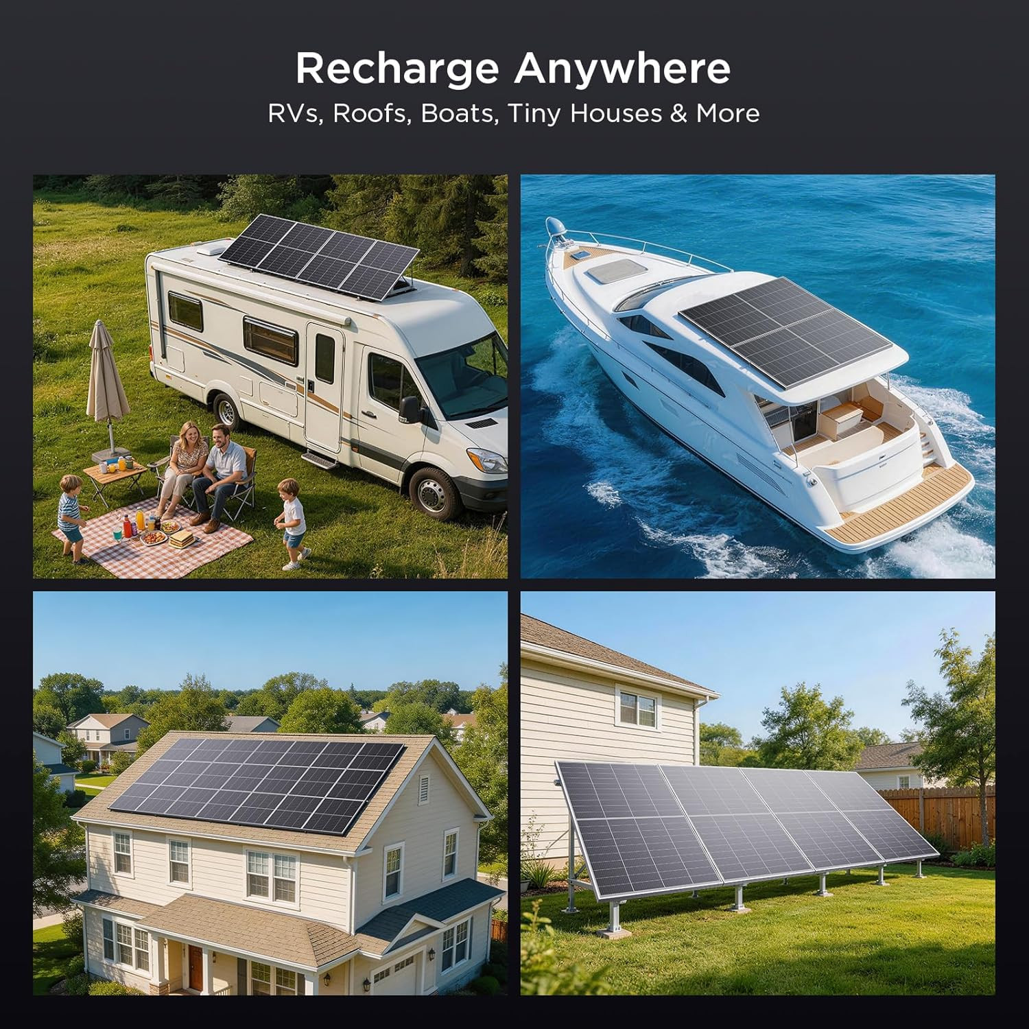 N-Type 16BB 400W Bifacial Solar Panel, 2×200W Solar Panels for 12V/24V Battery S