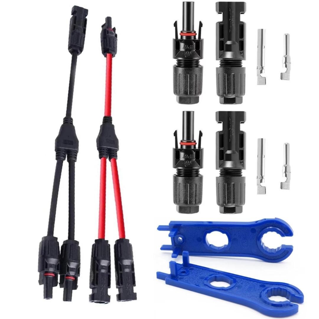 30A Y Branch Parallel Adapter Cable Kit IP67 For Solar Panel DC 1000V 11.8″