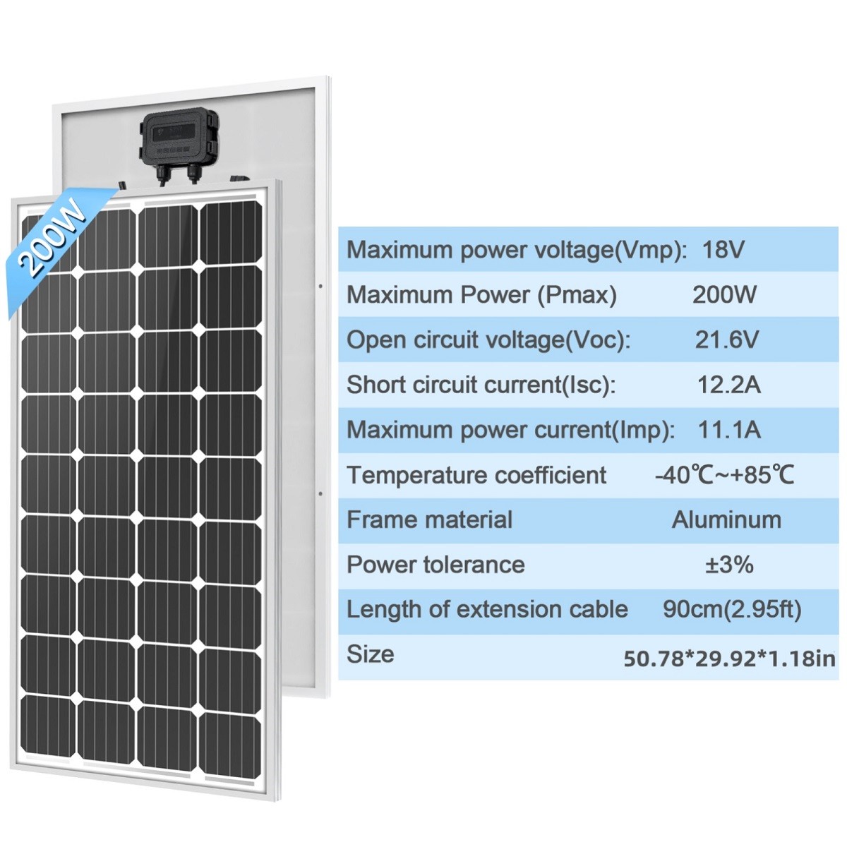 200W Mono Solar Panel 12V Battery Charger Home Boat Camp RV Off Grid Charge US