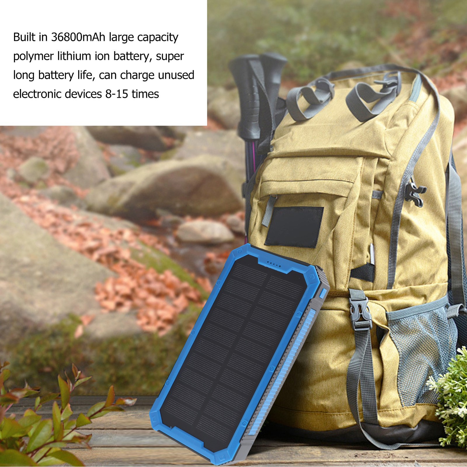 36800mAh Solar Power Bank With Wireless Charging For Outdoor Camping