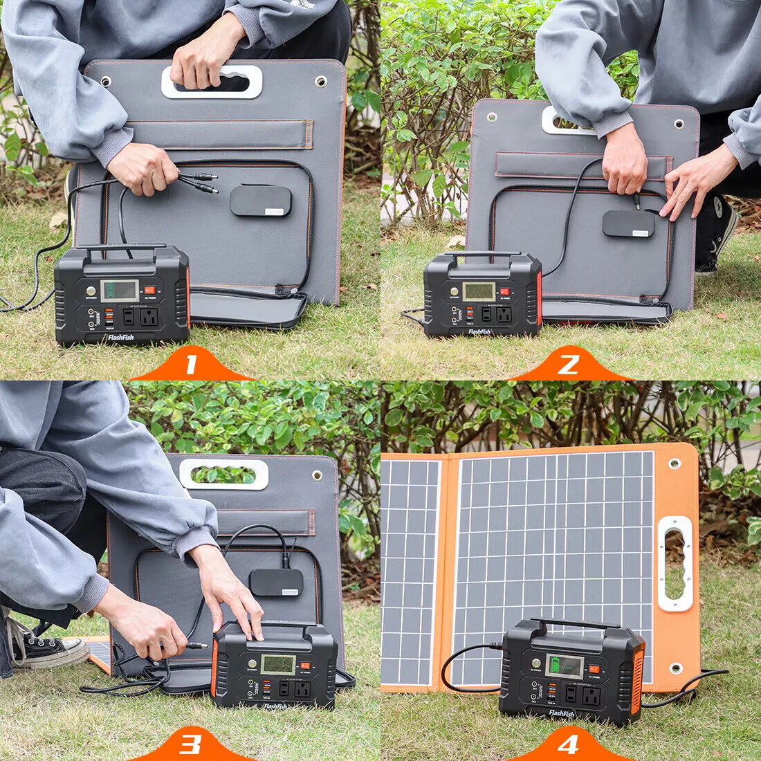 Flashfish 60W Foldable Solar Panels with 18W USB and 18V DC for Outdoor Camping