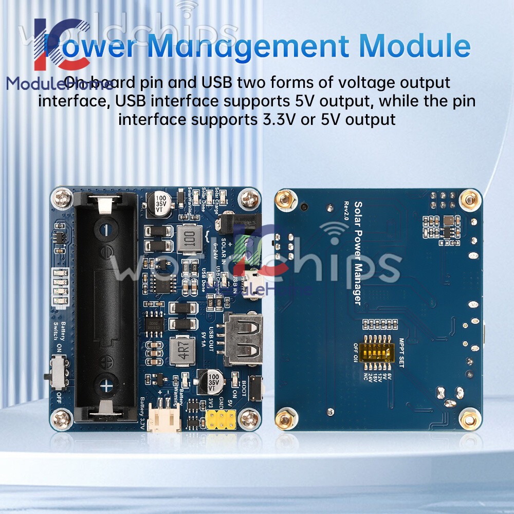 Power Manager Module for 6V~24V Solar Panel Support MPPT USB Battery Charging