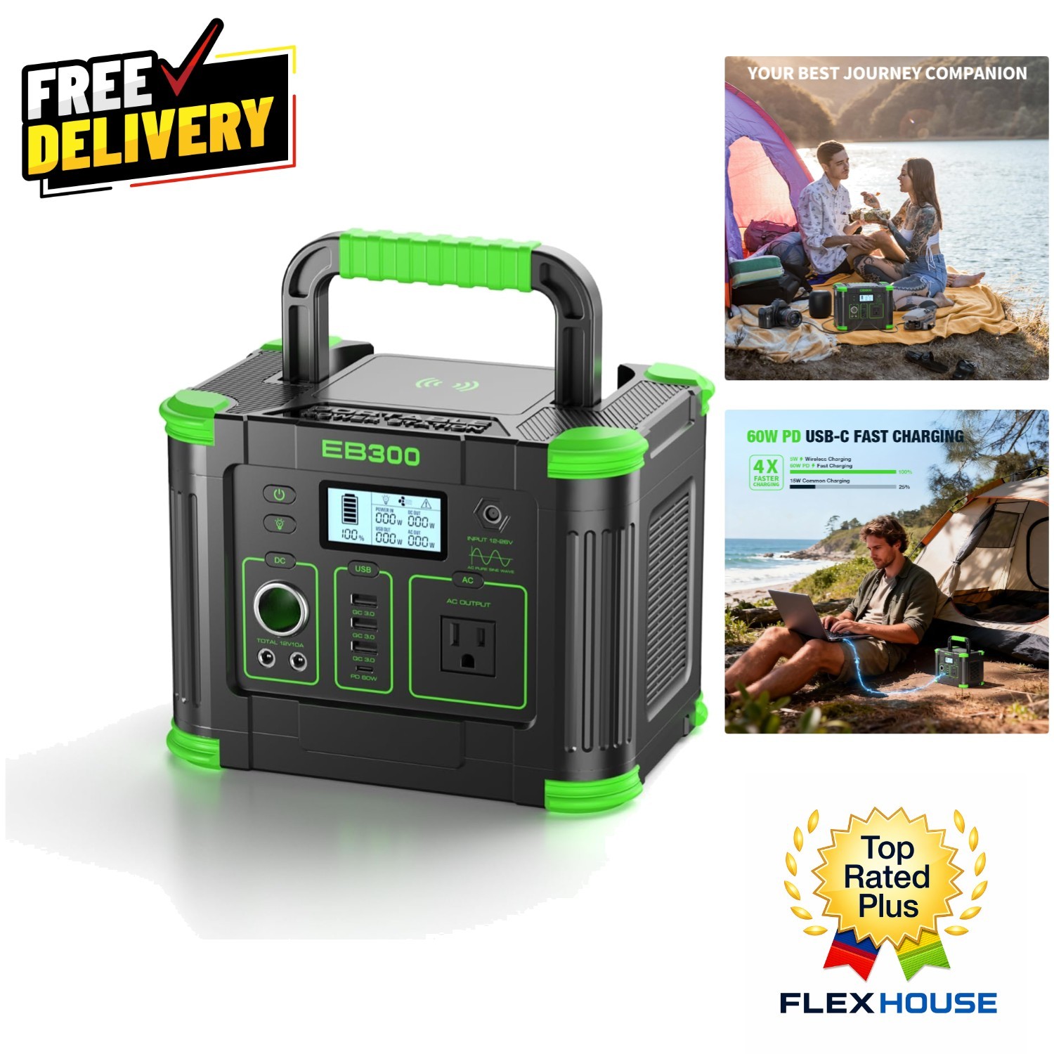 330W Portable Power Station with 288.6Wh Solar Generator for Outdoor Adventures