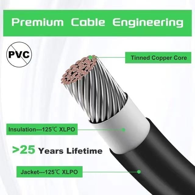 2PCS 6 FT 10AWG Solar Extension Cable with Female and Male Connector，Tinned C…