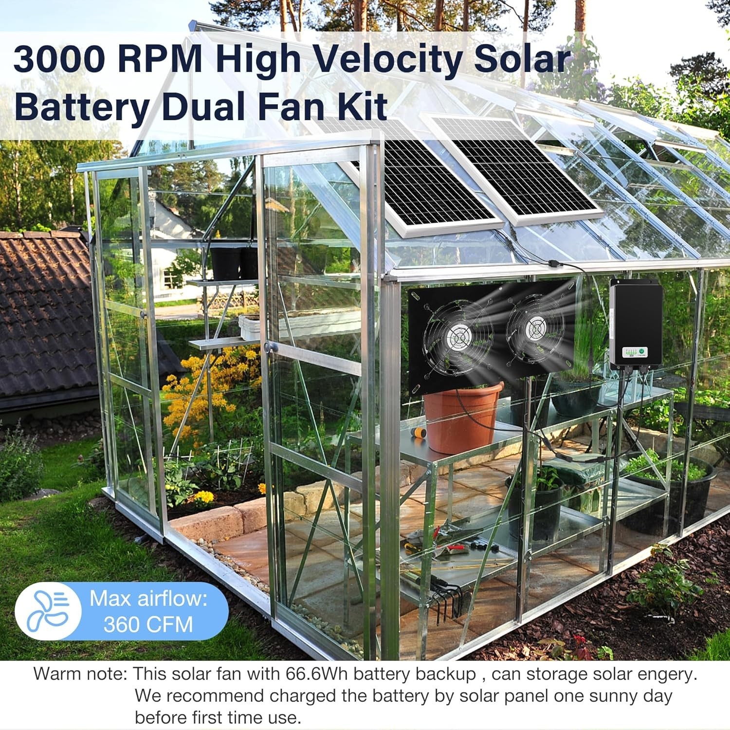 Solar 2 Fan Kit with 66.6Wh Battery Backup