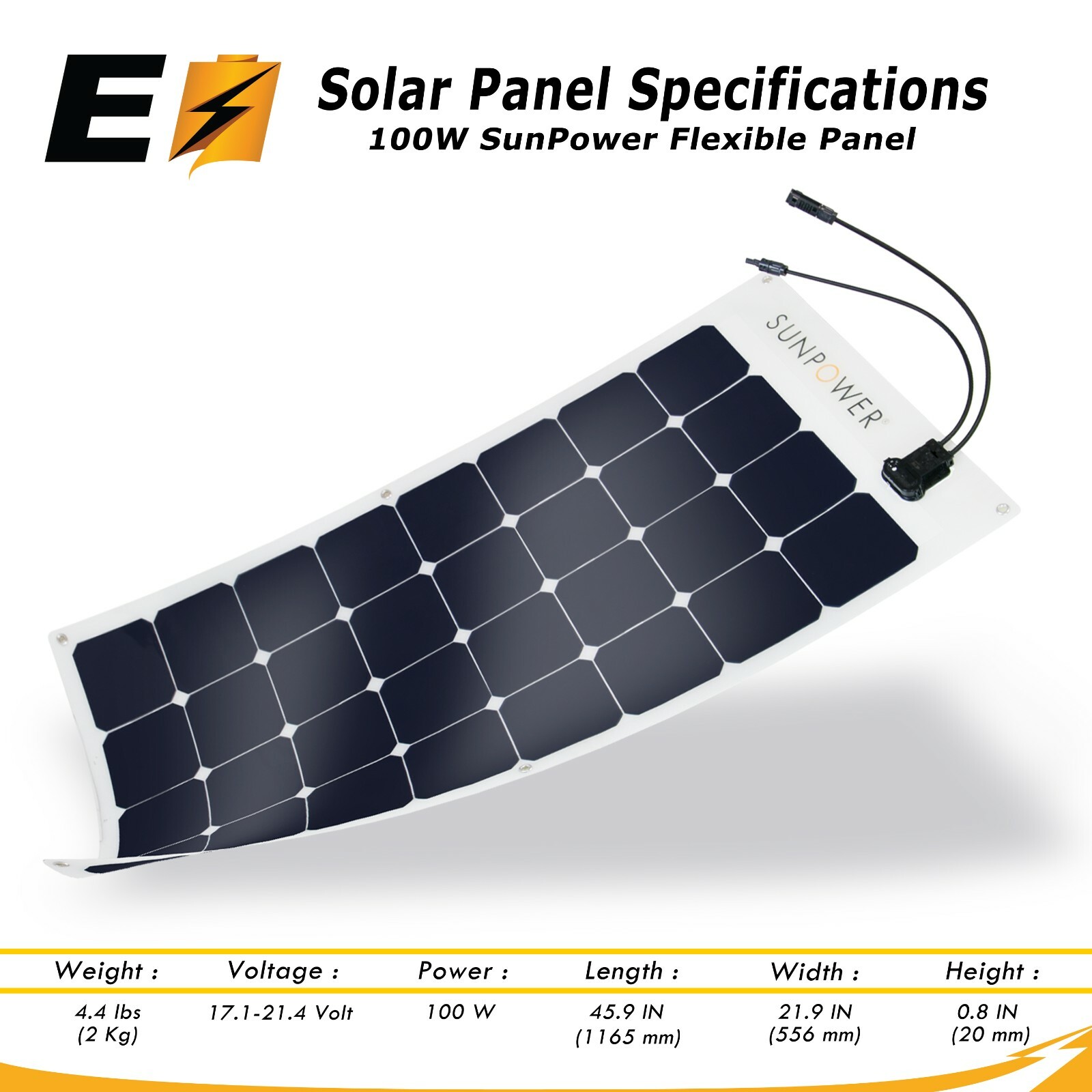 100W x6= 600W Flexible Authentic SunPower Solar Panel for RV, Marine and Camping