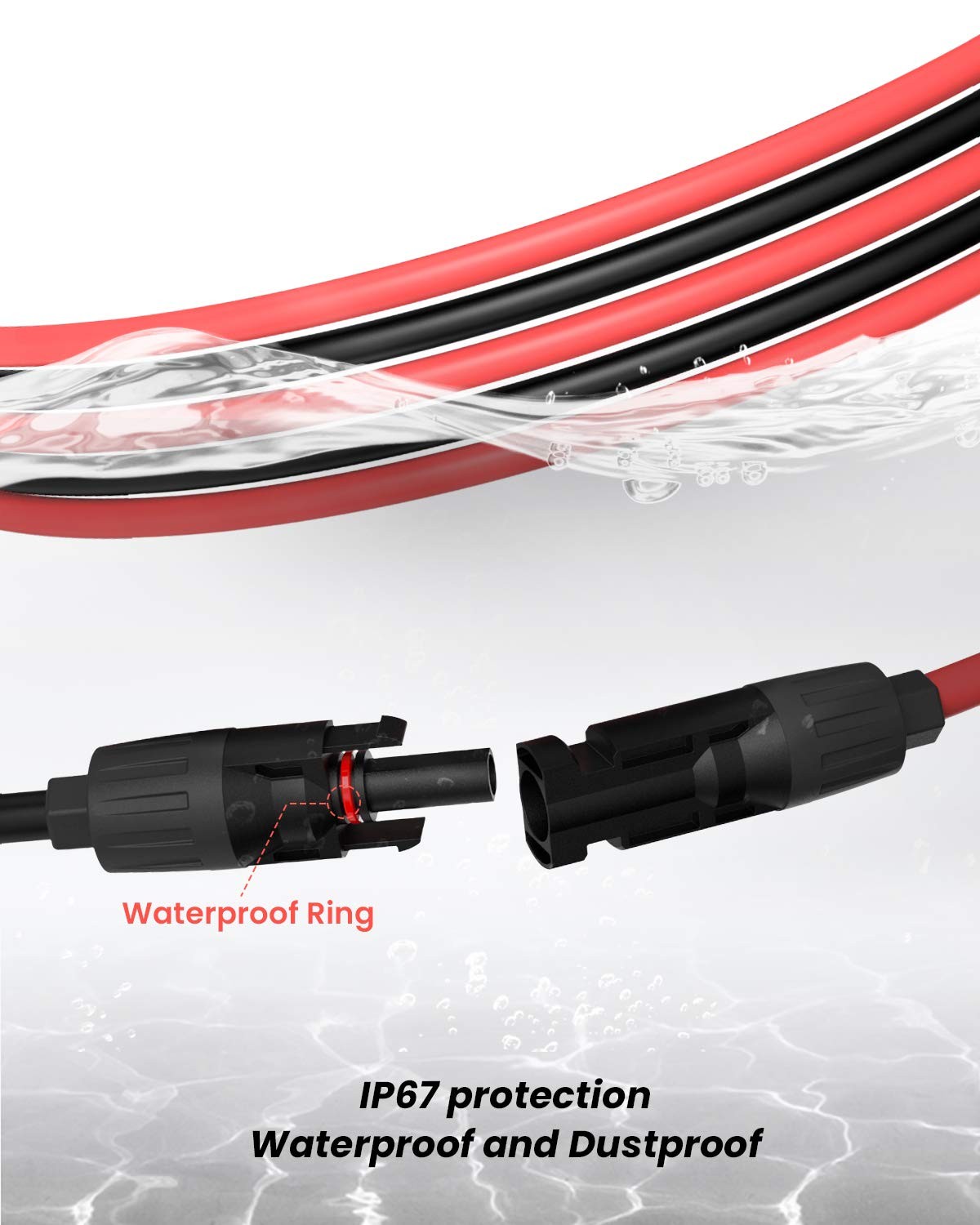 12AWG 10FT Solar Extension Cable Kit with Female Male Connectors Solar Power