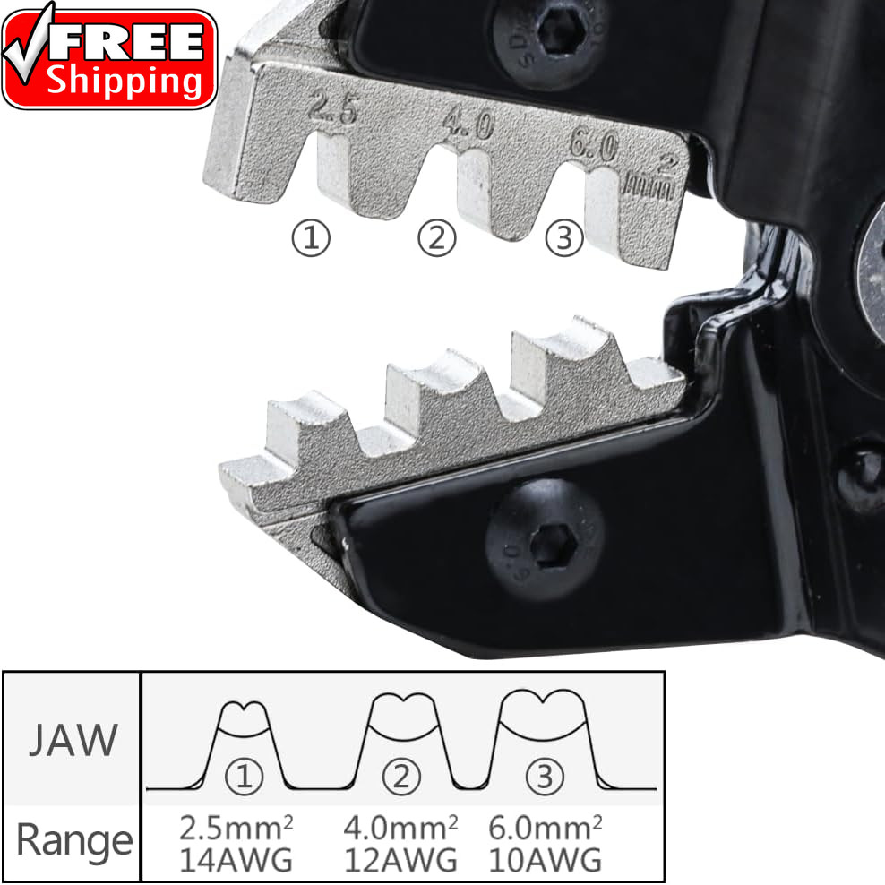 Solar PV Cable Crimping Tool for Solar Connectors, AWG14-10 (2.5/4/6Mm²) – 7 Inc
