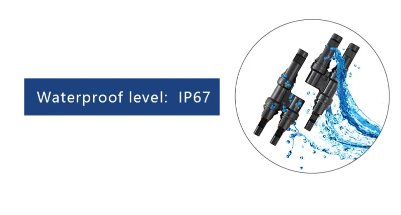 Branch PV Connector 2 In 1 Out T 30A IP67 Male Female For Combiner Box Panel Kit
