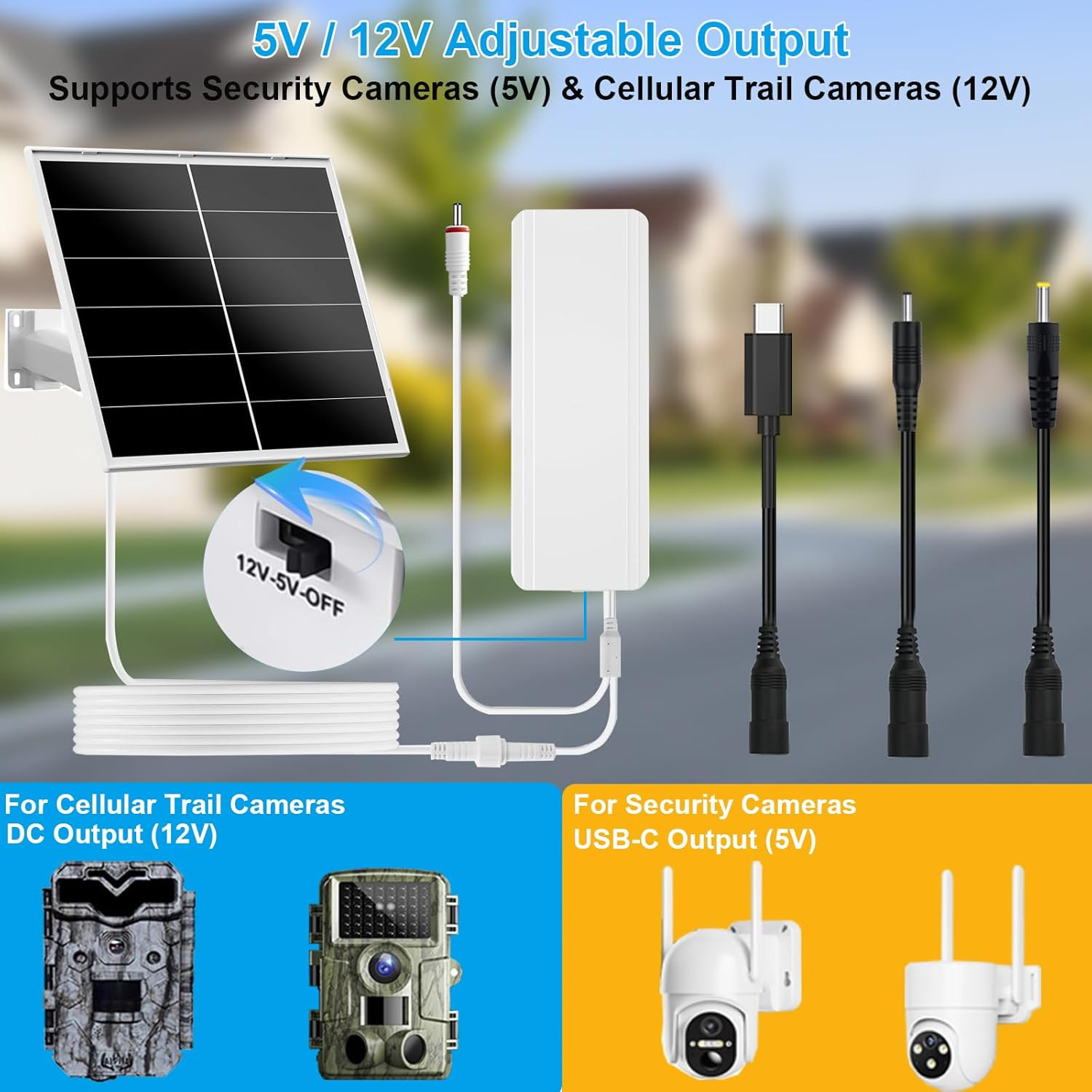 20W Solar Panel Kit with 24000Mah Battery, 5V/12V Adjustable Output, DC & USB-C