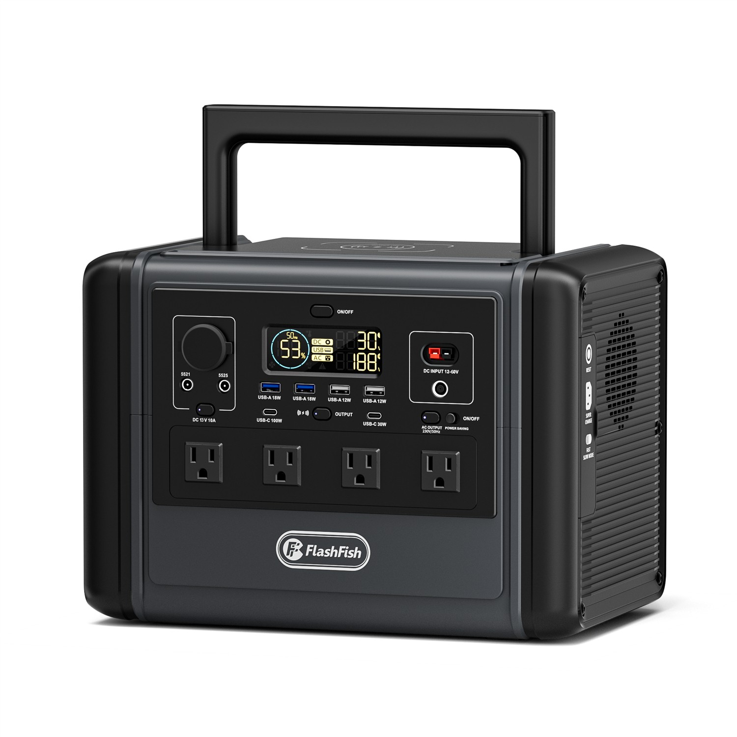 Flashfish T1200S Portable Power Station 1200W 768Wh With Solar Panel 100W 18V