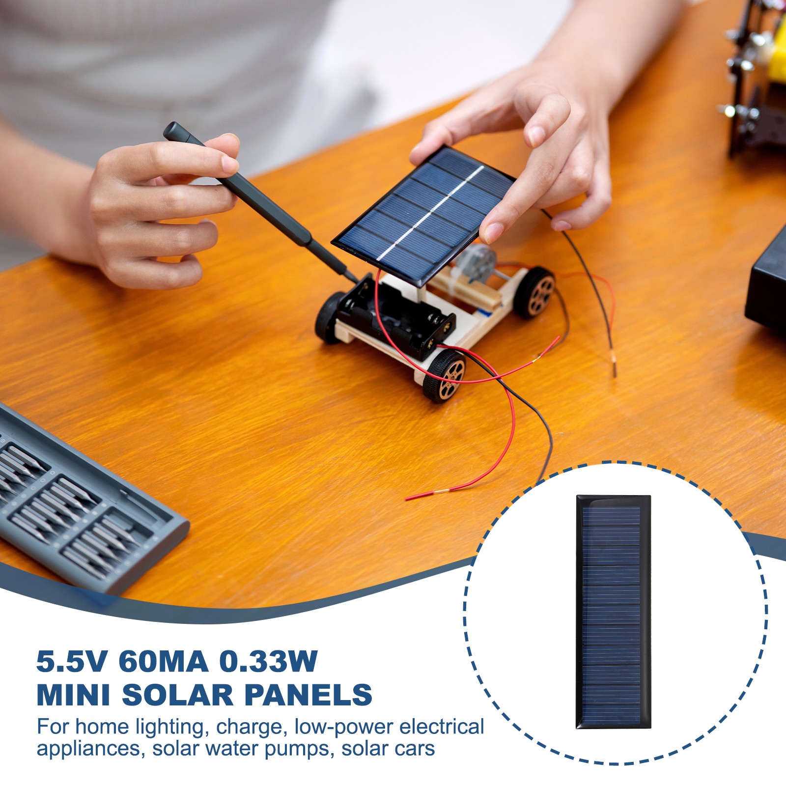 8Pcs 5.5V 0.33W 60mA Mini Solar Panels, Solar Photovoltaic Power Cell