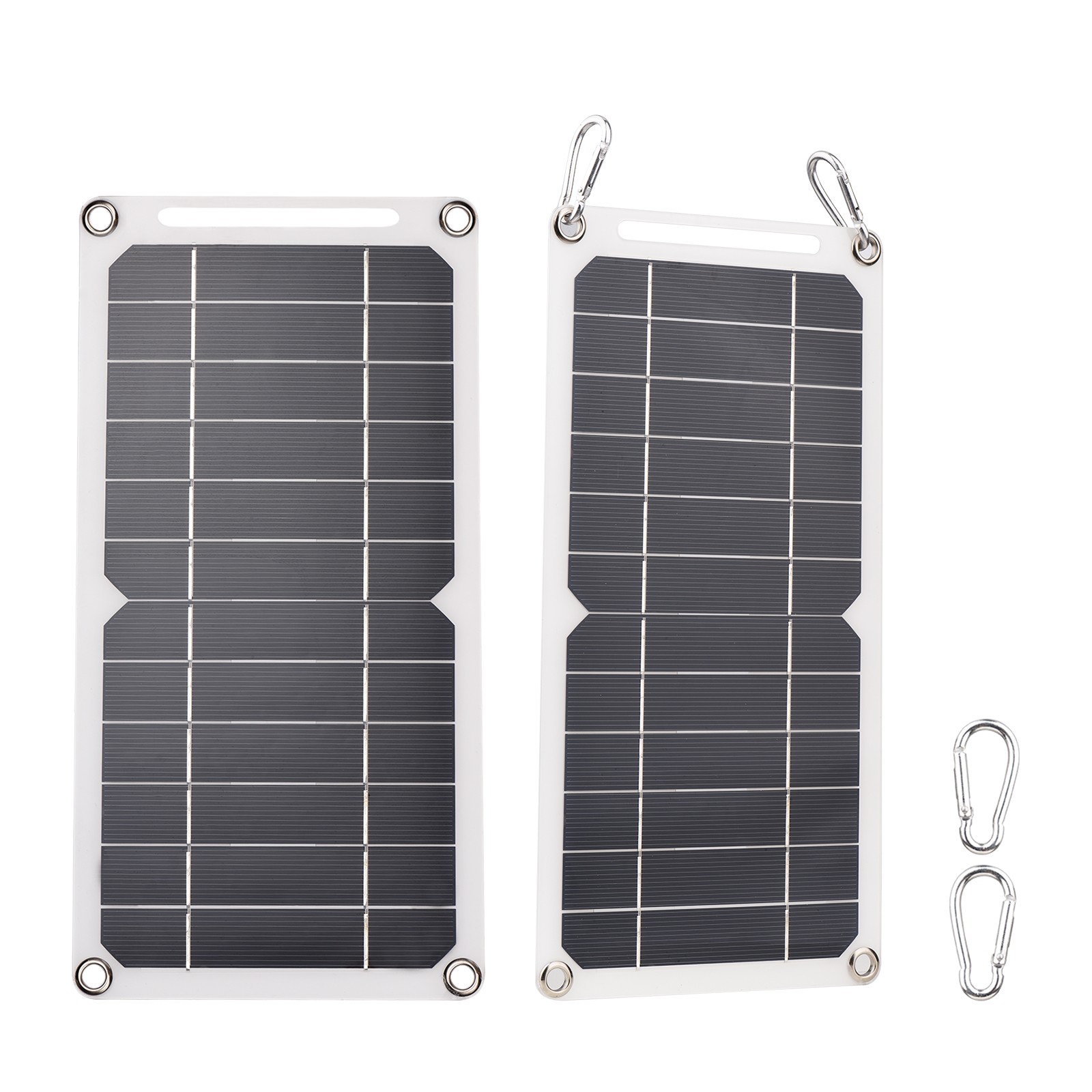 2-6W 5V Solar Panel With USB Port 2PCS Carabiner Monocrystalline Silicon Solar