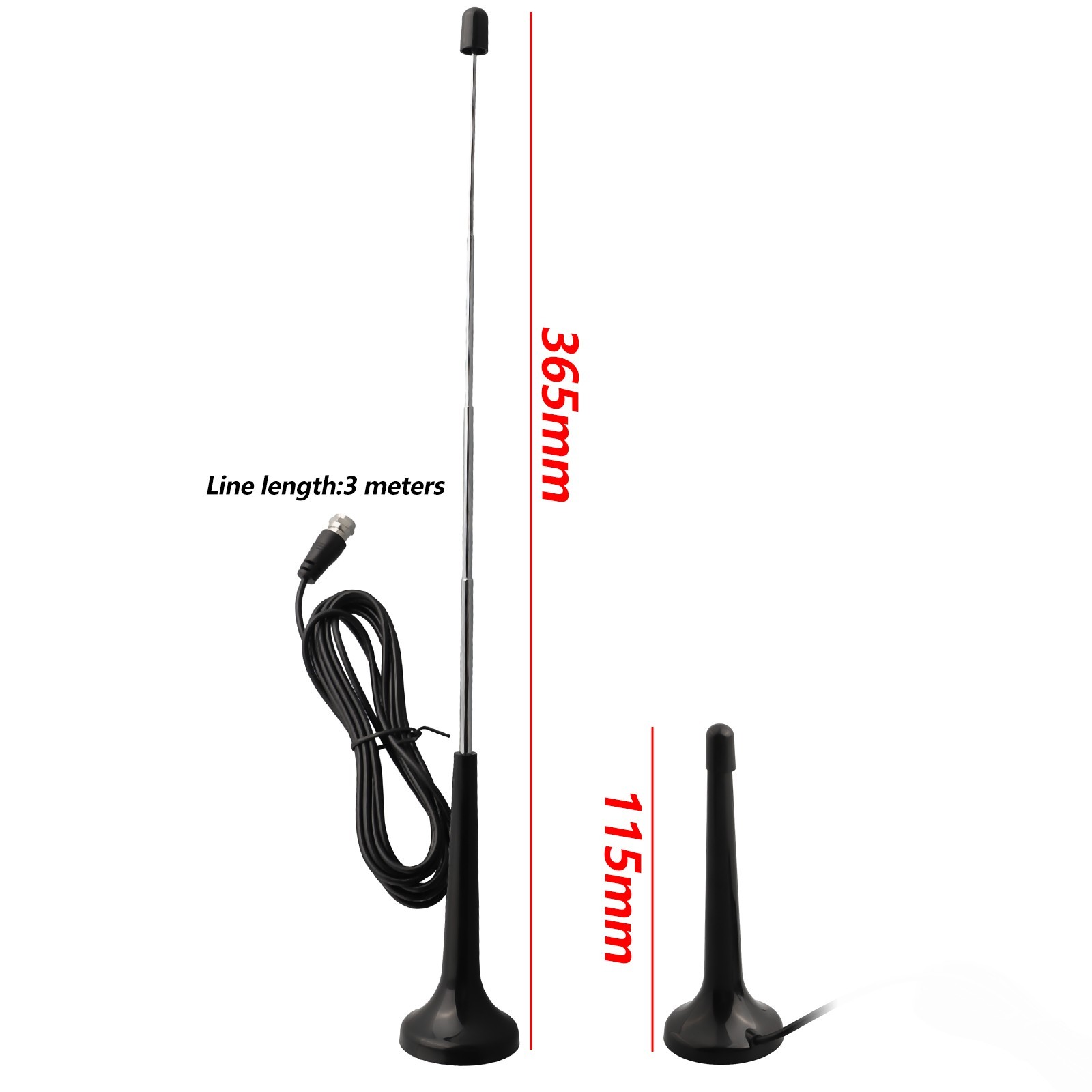 Enhanced Signal Reception FM Radio Antenna with Magnetic Base and Coaxial Cable