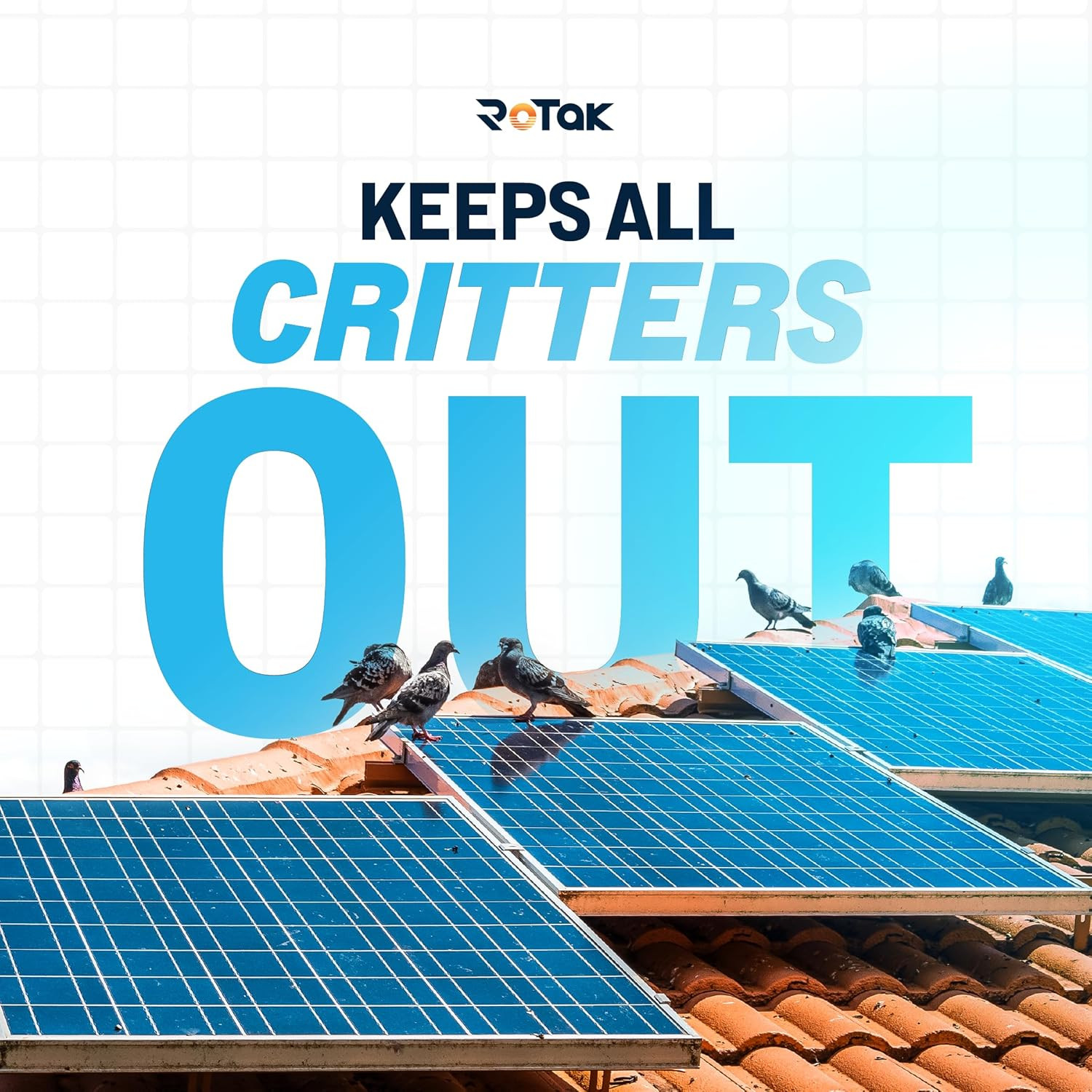 Critter Guard – 6In X 100Ft Solar Panel Bird Guard – Galvanized Black PVC Coated