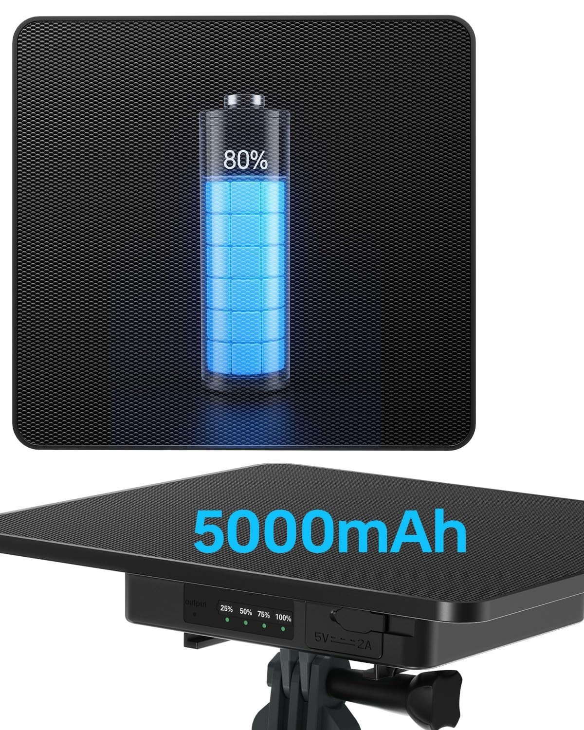 6W Solar Panel Charger for Ring & Trail Cameras, 5000mAh Battery, IP65 Waterproo