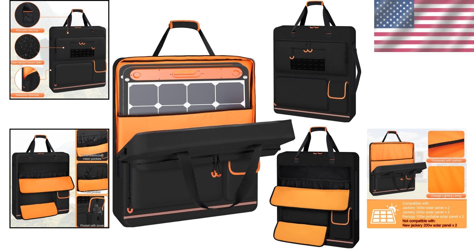 Functional Solar Panel Bag with Zippered Pockets – Perfect for Camping & Hiking
