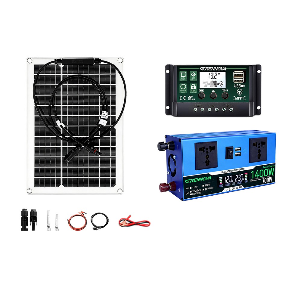 Grennova All-in-One 1400W Off-Grid Solar System High Quality 50W Panel 12V/24V