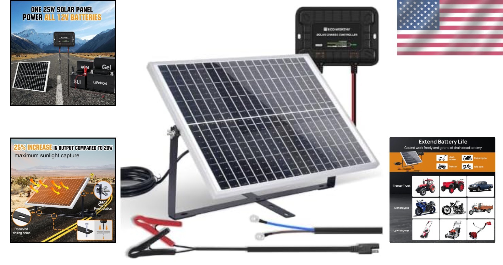 25W Monocrystalline Solar Panel with Adjustable Mount for Easy Installation
