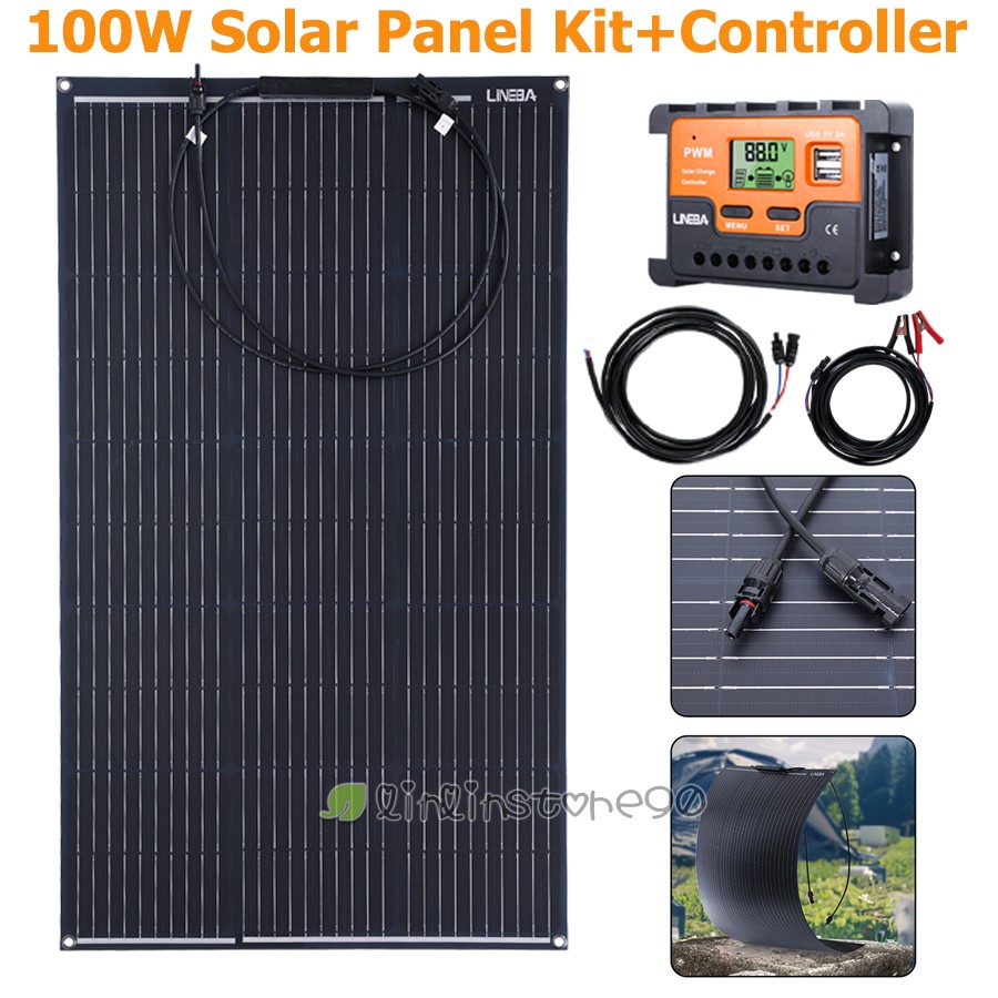 100W 200W 400W Flexible Solar Panel with Battery Controller for Camping Home RV