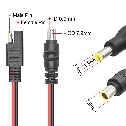 DC 8mm Male to SAE Connector Adapter 14AWG Cable,with SAE Polarity Reverse