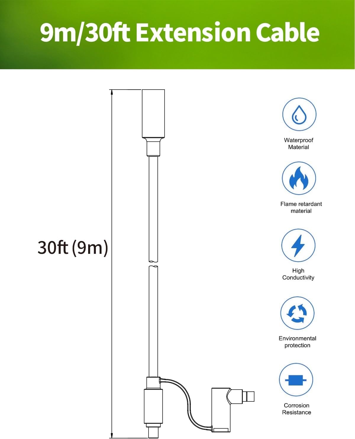 Reliable 30FT Solar Extension Cable for Outdoor Power – Quick Plug & Play Setup