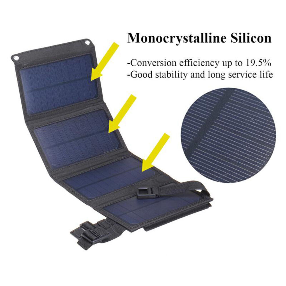 Solar Panel Folding PV Power Outdoor Camping Hiking USB Phone Charger Portable