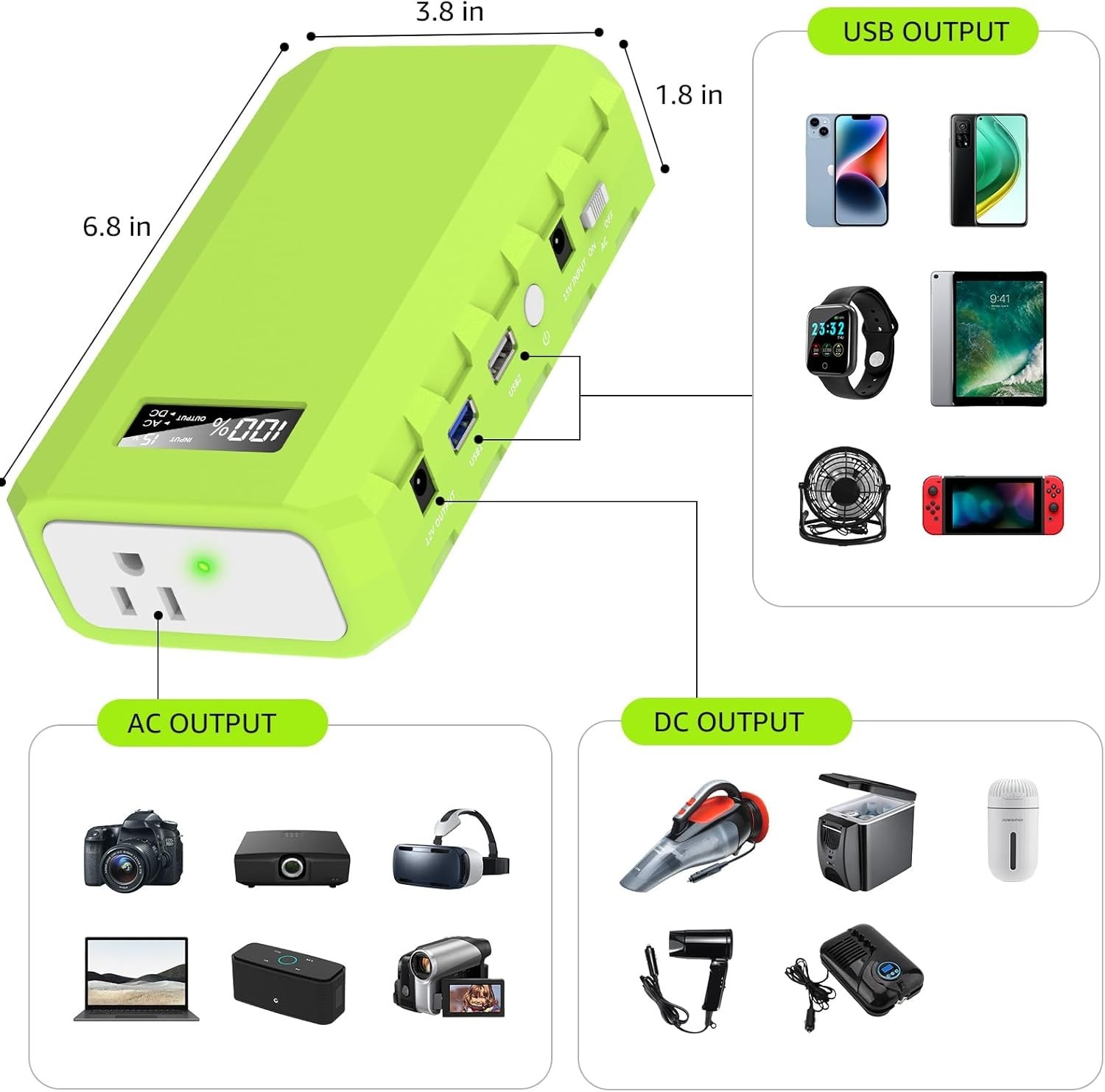 Portable Power Station with AC Outlet, 65W/110V External Battery Pack 24000mA…
