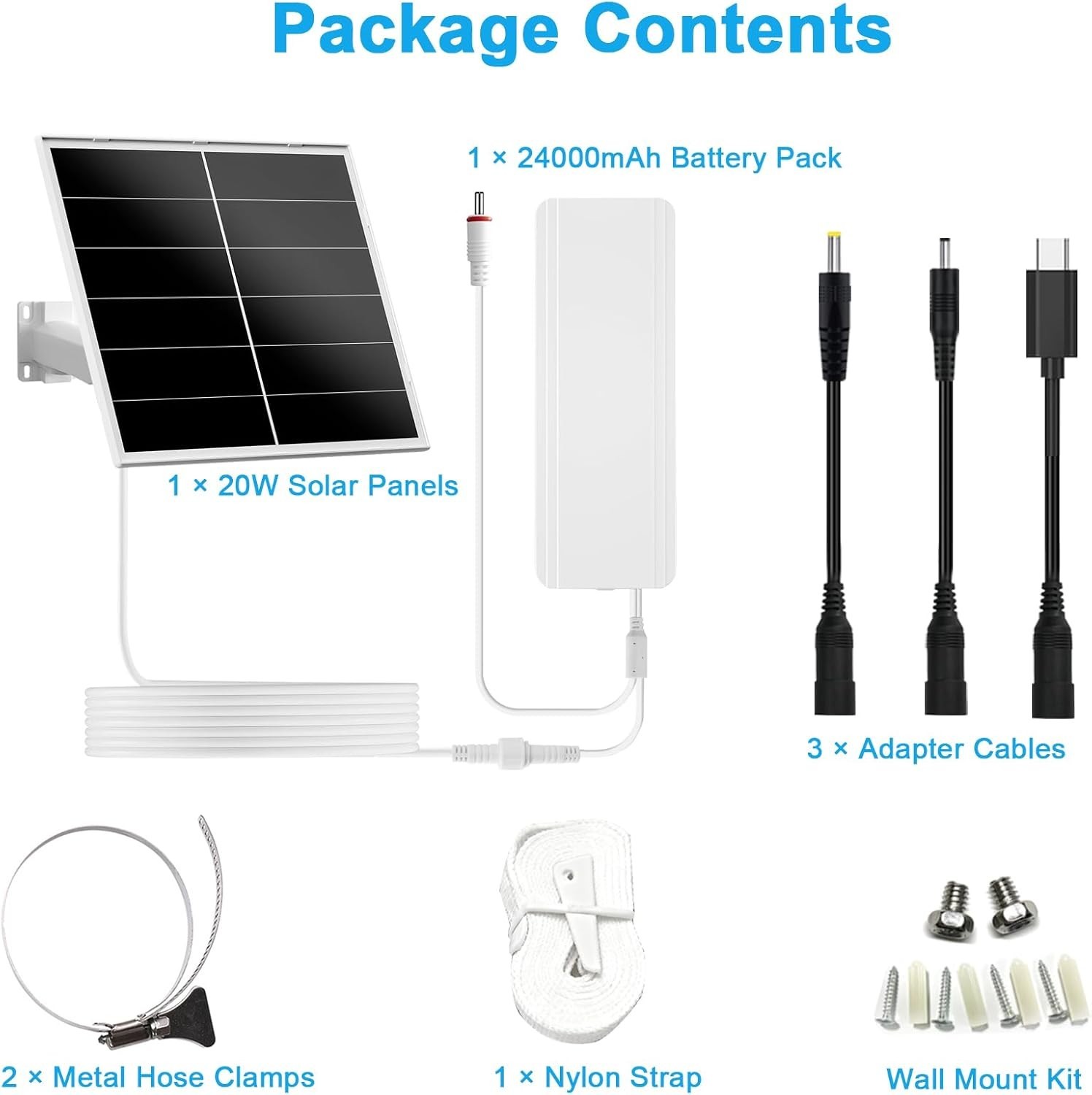 20W Solar Panel Kit with 24000mAh Battery for Security & Trail Cameras, 5V/12…