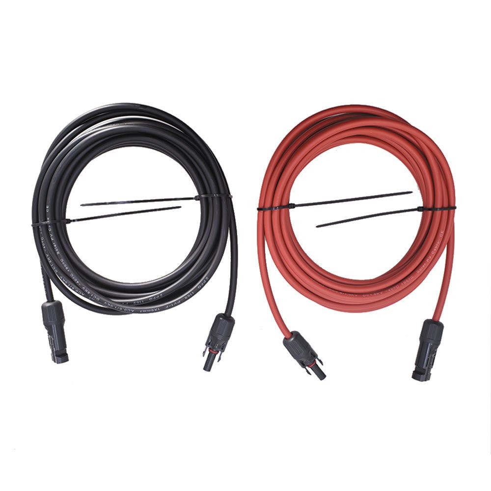 1 Pair 20FT Solar Panel Extension Cable Wire Black + Red Connector 6mm²/10AWG