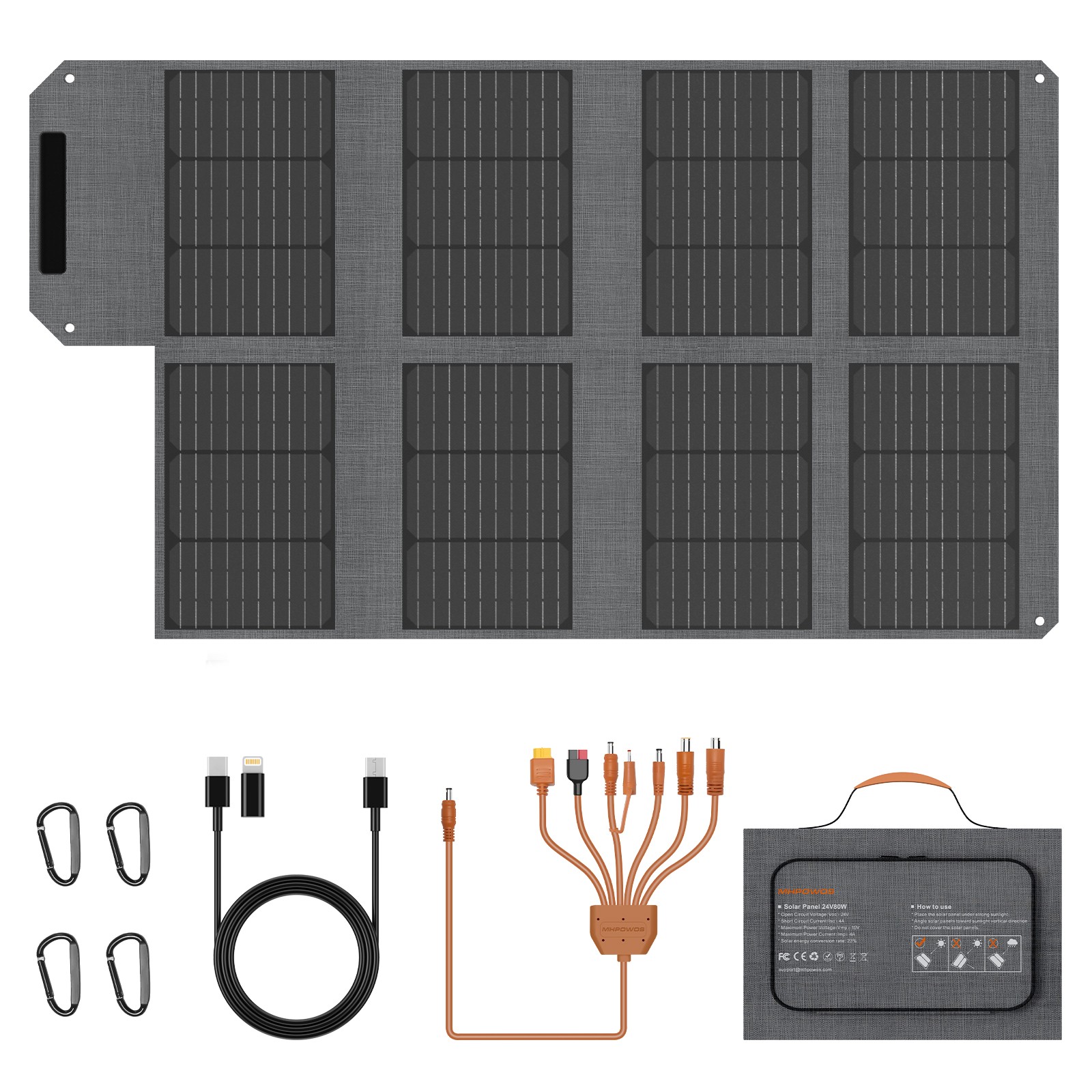 80W Solar Panel USB portable camping solar charger for Jackery EXPLORER 300 500
