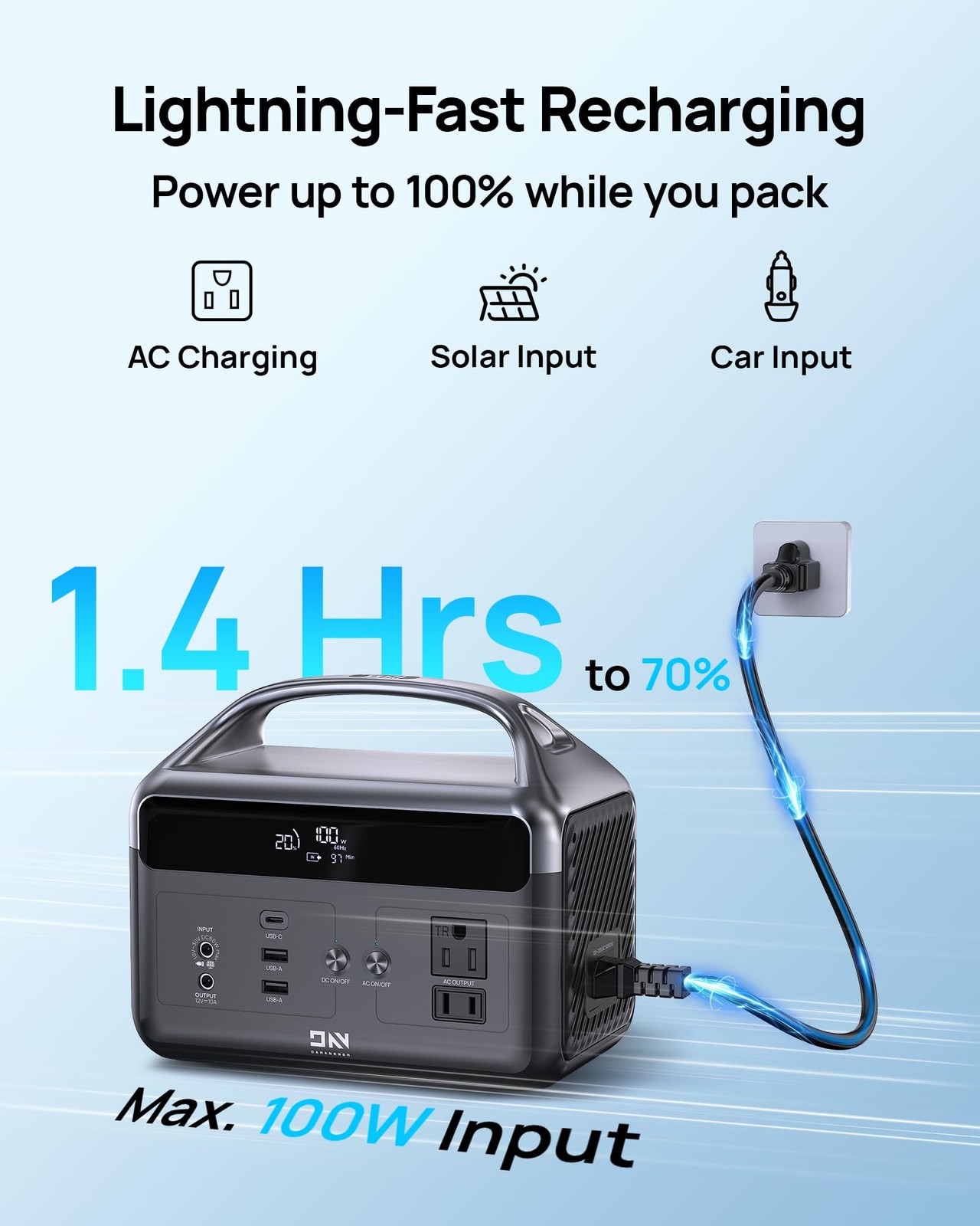 Portable Power Station with Foldable Solar Panels 40w, 300w Lifepo4 Battery 6…