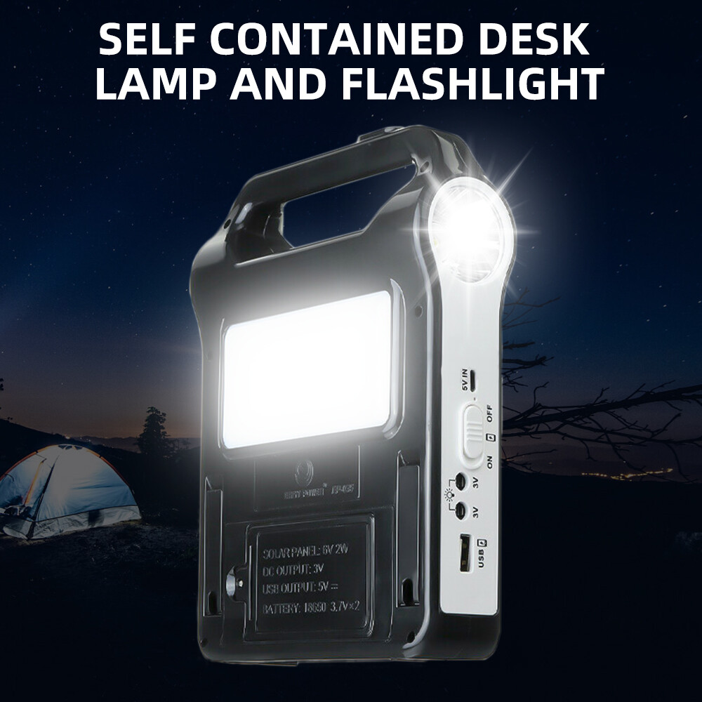 Portable Solar Generator USB Charger 6V 2W Power Storage System with Flashlight